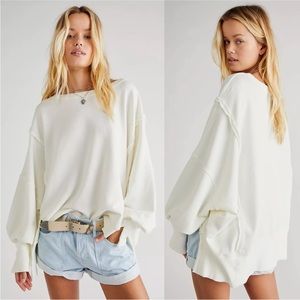 FREE PEOPLE White Camden Sweatshirt
